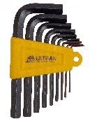 Набор ключей имбусовых Ultima HEX, 1,5–10 мм, CrV, 9 шт., оксидированные, короткие, 122002